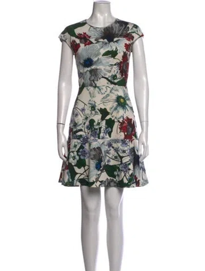 Pre-owned Erdem Floral Print Mini Dress In Green/red/white
