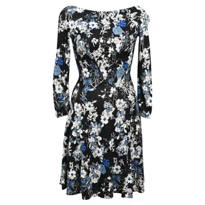 Pre-owned Erdem Floral Print Mini Dress In Blue Viscose In Black
