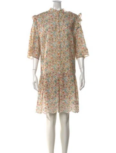Pre-owned Erdem Floral Print Mini Dress In Multicolor