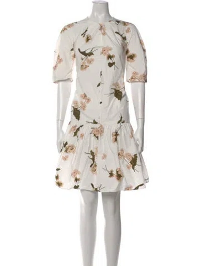 Pre-owned Erdem Floral Print Mini Dress In Neutral