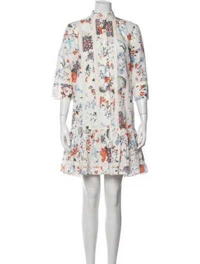 Pre-owned Erdem Floral Print Mini Dress In Neutrals