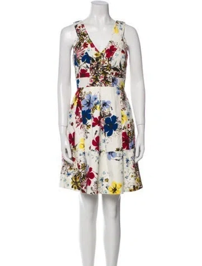 Pre-owned Erdem Floral Print Mini Dress In Neutrals