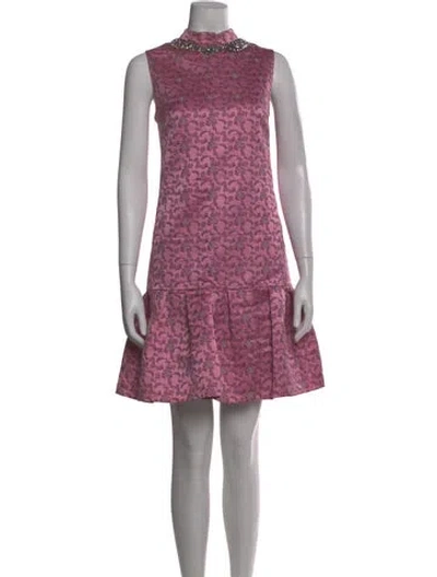 Pre-owned Erdem Floral Print Mini Dress In Pink