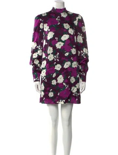 Pre-owned Erdem Floral Print Mini Dress In Purple