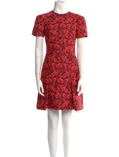 Pre-owned Erdem Floral Print Mini Dress In Red
