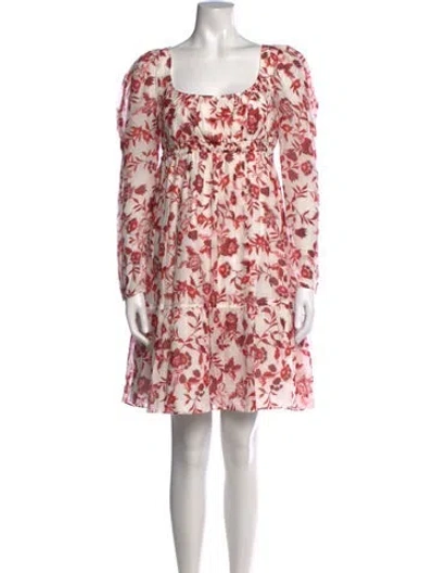 Pre-owned Erdem Floral Print Mini Dress In Red