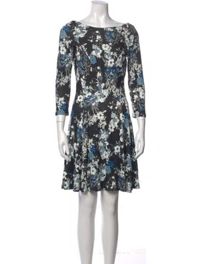 Pre-owned Erdem Floral Print Mini Dress W/ Tags In Blue