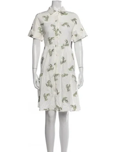 Pre-owned Erdem Floral Print Mini Dress W/ Tags In White