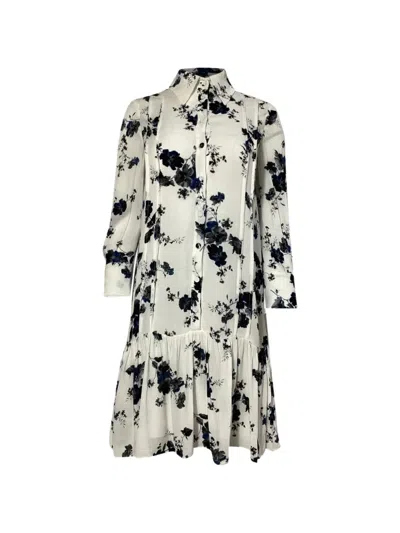 Pre-owned Erdem Floral-print Mini Dress In White