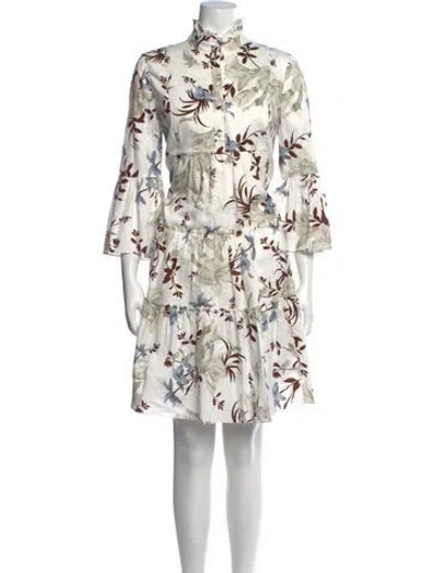 Pre-owned Erdem Floral Print Mini Dress In White