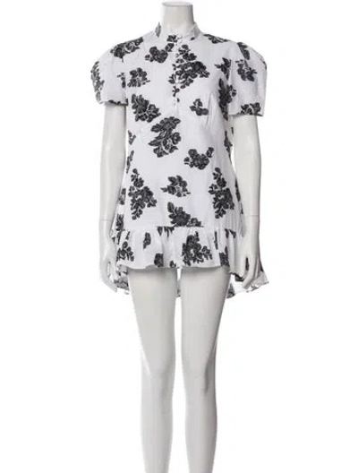 Pre-owned Erdem Floral Print Mini Dress In White