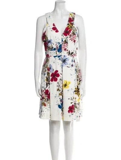 Pre-owned Erdem Floral Print Mini Dress In White