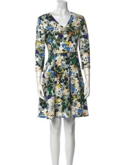 Pre-owned Erdem Floral Print Mini Dress In White