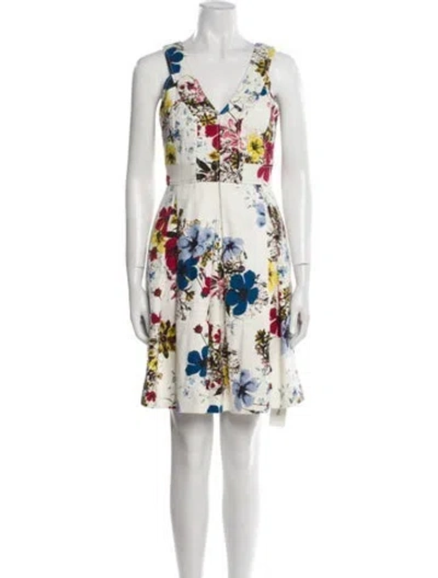 Pre-owned Erdem Floral Print Mini Dress In White