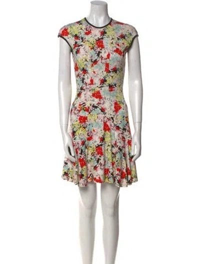 Pre-owned Erdem Floral Print Mini Dress In White