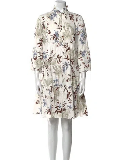 Pre-owned Erdem Floral Print Mini Dress In White