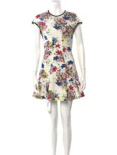 Pre-owned Erdem Floral Print Mini Dress In White