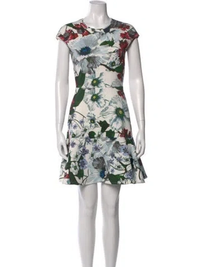 Pre-owned Erdem Floral Print Mini Dress In White