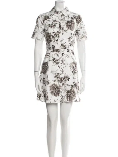 Pre-owned Erdem Floral Print Mini Dress In White