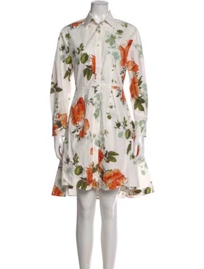Pre-owned Erdem Floral Print Mini Dress In White