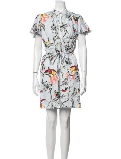 Pre-owned Erdem Floral Print Mini Dress In White