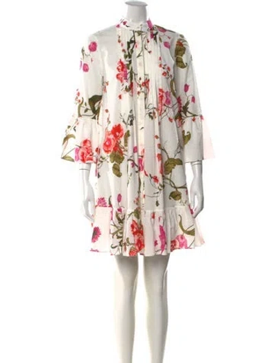 Pre-owned Erdem Floral Print Mini Dress In White