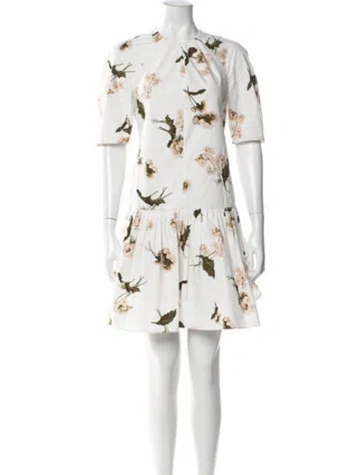 Pre-owned Erdem Floral Print Mini Dress In White