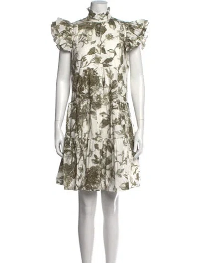 Pre-owned Erdem Floral Print Mini Dress In White