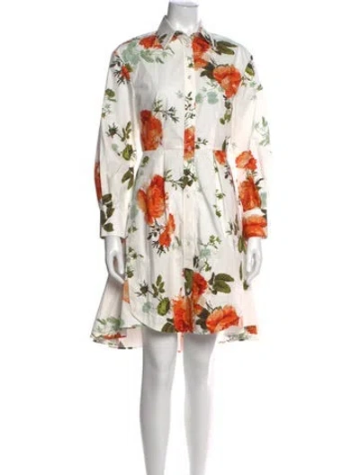Pre-owned Erdem Floral Print Mini Dress In White