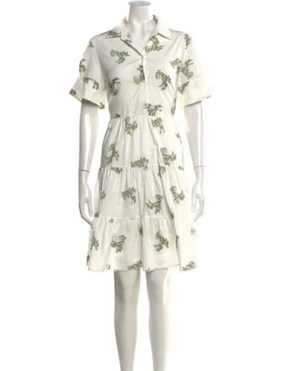 Pre-owned Erdem Floral Print Mini Dress In White