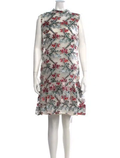 Pre-owned Erdem Floral Print Mini Dress In White