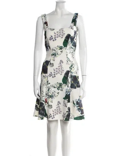 Pre-owned Erdem Floral Print Mini Dress In White