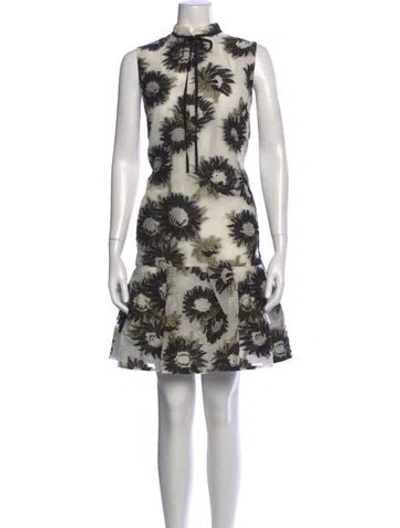 Pre-owned Erdem Floral Print Mini Dress In White
