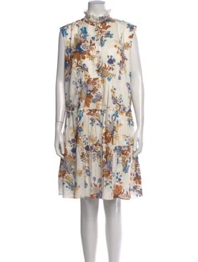 Pre-owned Erdem Floral Print Mini Dress In White