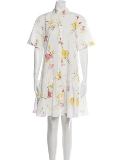 Pre-owned Erdem Floral Print Mini Dress In White