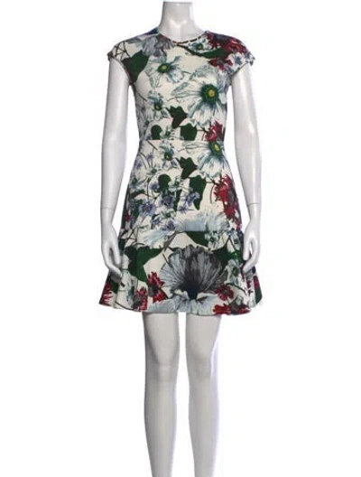 Pre-owned Erdem Floral Print Mini Dress In White