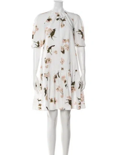 Pre-owned Erdem Floral Print Mini Dress In White