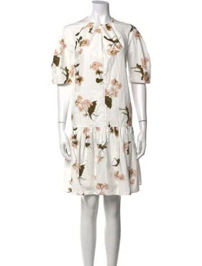 Pre-owned Erdem Floral Print Mini Dress In White