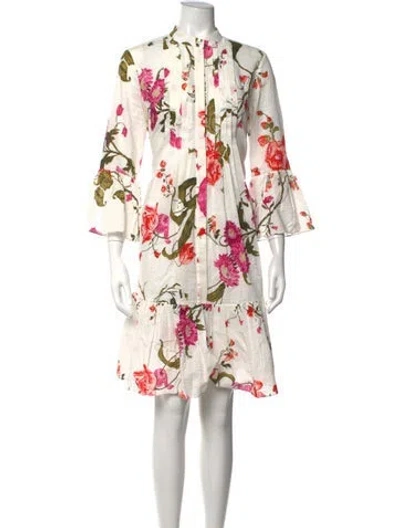 Pre-owned Erdem Floral Print Mini Dress In White
