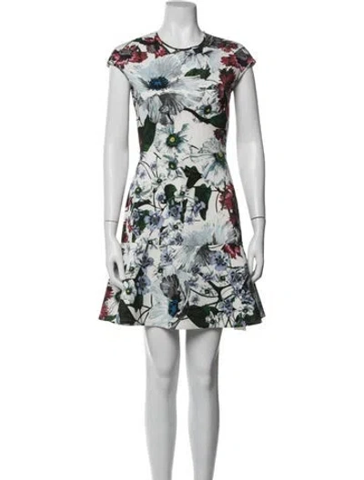 Pre-owned Erdem Floral Print Mini Dress In White