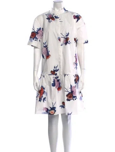 Pre-owned Erdem Floral Print Mini Dress In White