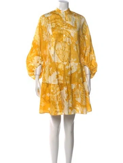 Pre-owned Erdem Floral Print Mini Dress In Yellow