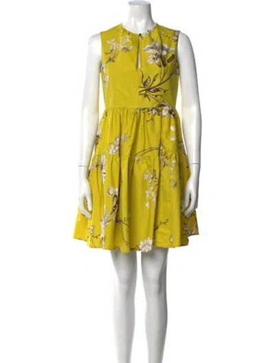 Pre-owned Erdem Floral Print Mini Dress In Yellow