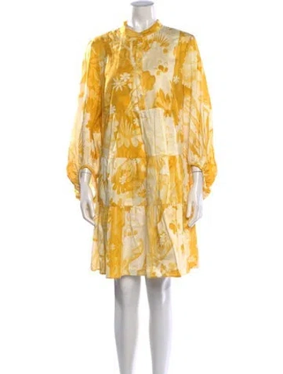 Pre-owned Erdem Floral Print Mini Dress In Yellow