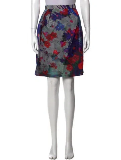 Pre-owned Erdem Floral Print Mini Skirt In Blue
