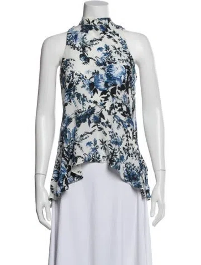 Pre-owned Erdem Floral Print Mock Neck Blouse In Multi