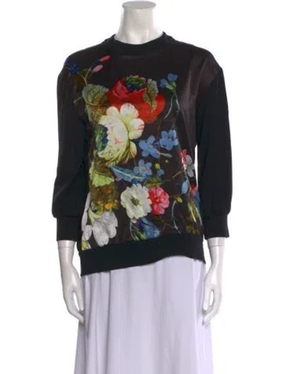 Pre-owned Erdem Floral Print Mock Neck Sweatshirt In Black