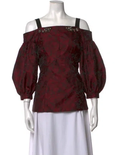 Pre-owned Erdem Floral Print Off-the-shoulder Blouse In Multicolor