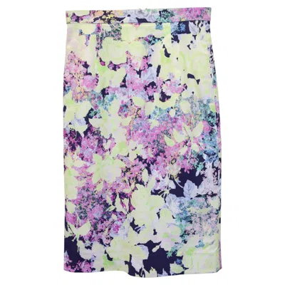 Pre-owned Erdem Floral Print Pencil Skirt In Multicolor Viscose In Gray