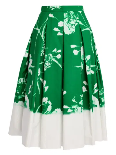 ERDEM FLORAL-PRINT PLEATED MIDI SKIRT